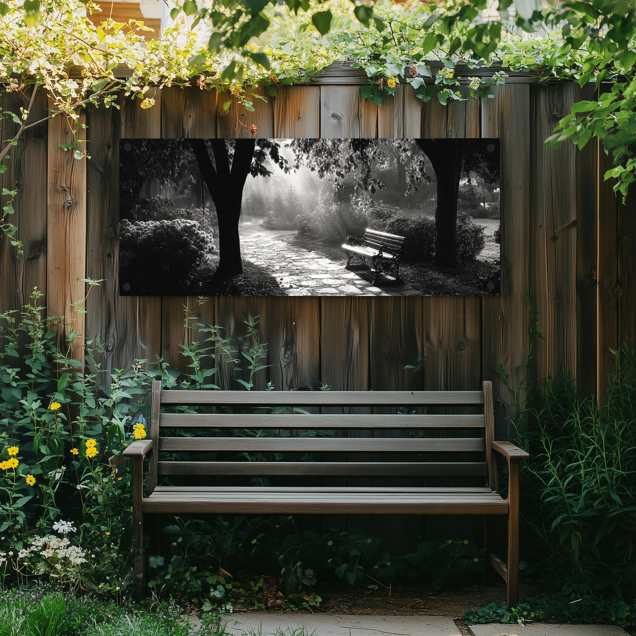 Tuinposter Mistig sfeerbeeld 1
