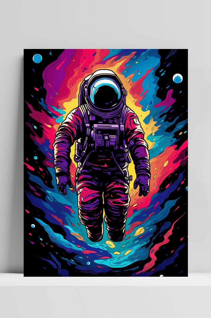 Astronaut Kleuren op 3mm aluminium dibond