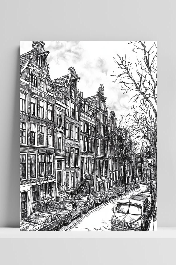 Amsterdam B&W op 3mm aluminium dibond