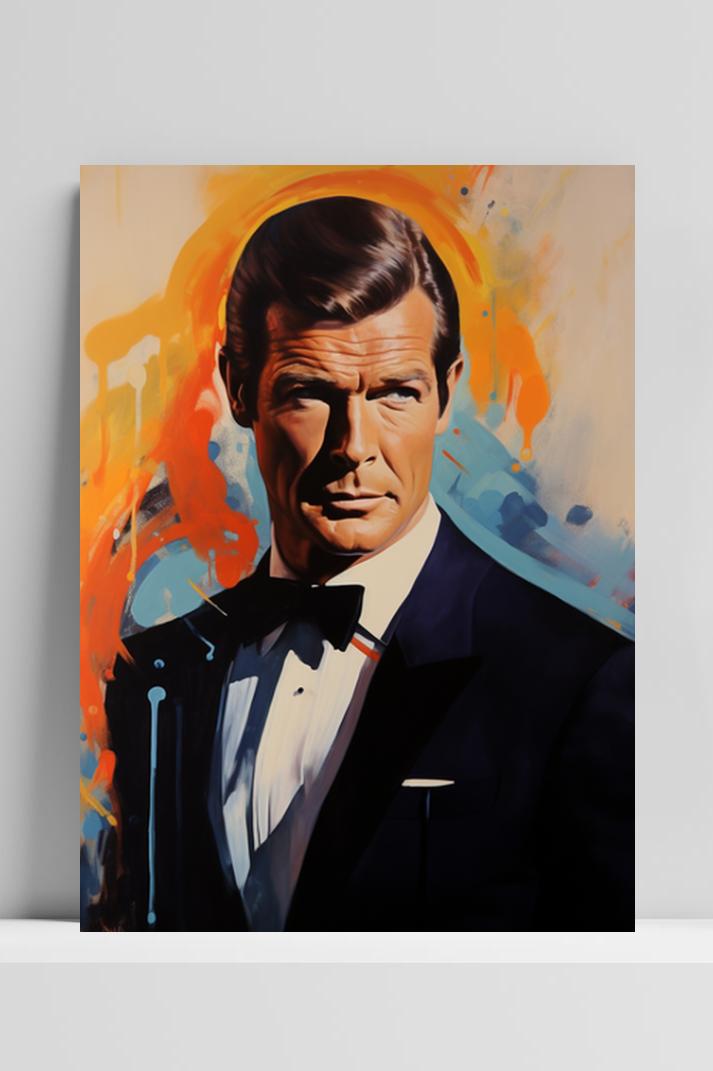Roger Moore op 3mm aluminium dibond