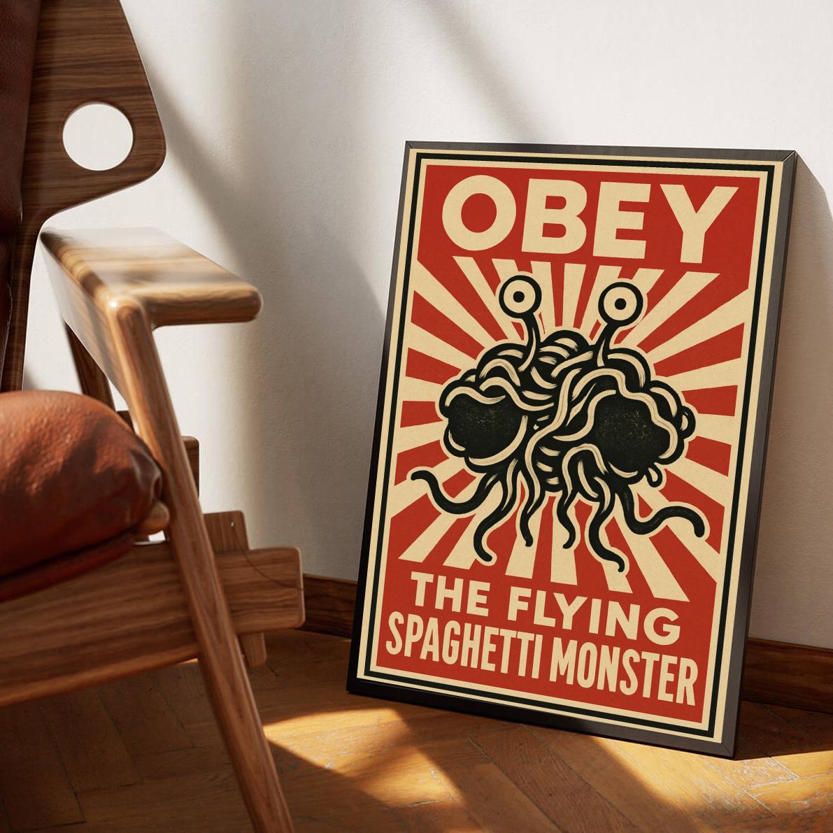 Obey Spaghetti Monster Text poster sfeerbeeld 3