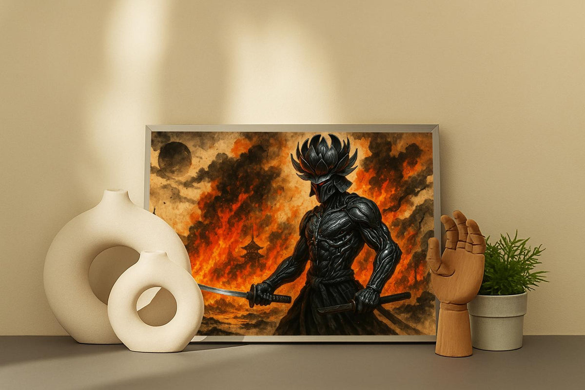 Samurai Monster Warrior dans un intérieur