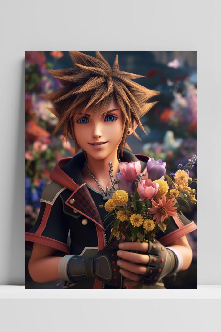 Sora Kingdom Hearts op 3mm aluminium dibond