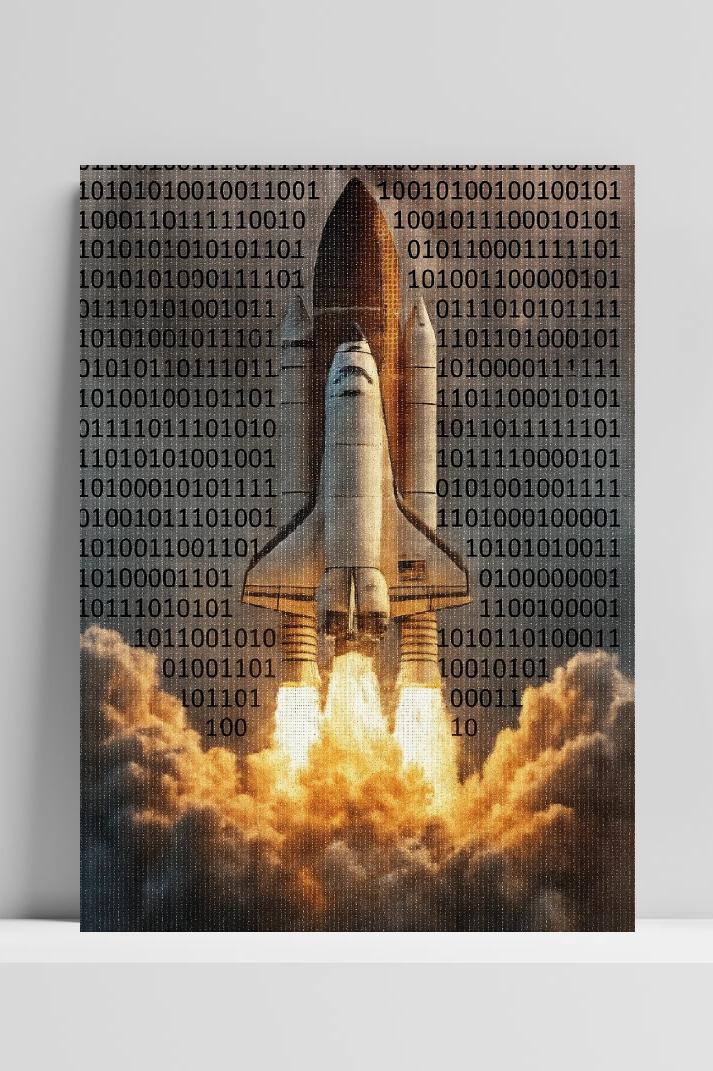 Space Shuttle Launch Binary Code Rocket Smoke im Interieur