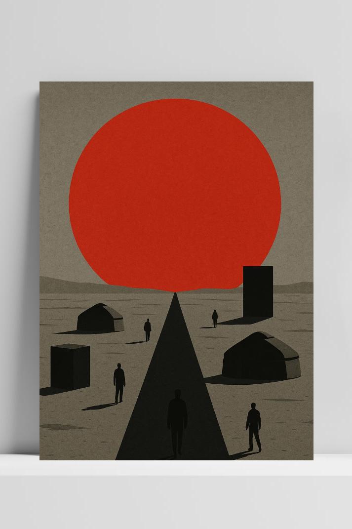 Red Sun Road Silhouette Landscape Surrealistic im Interieur