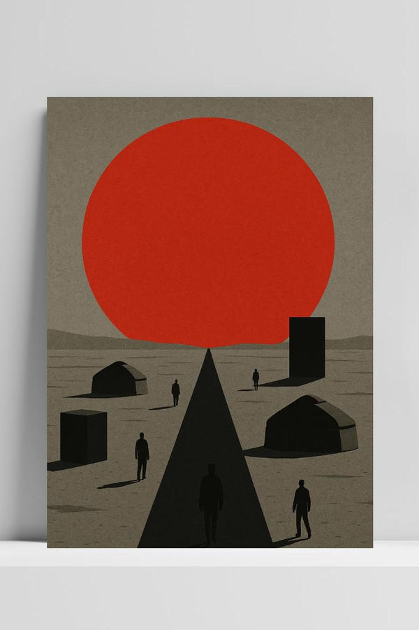 Affiche Red Sun Road Silhouette Landscape Surrealistic