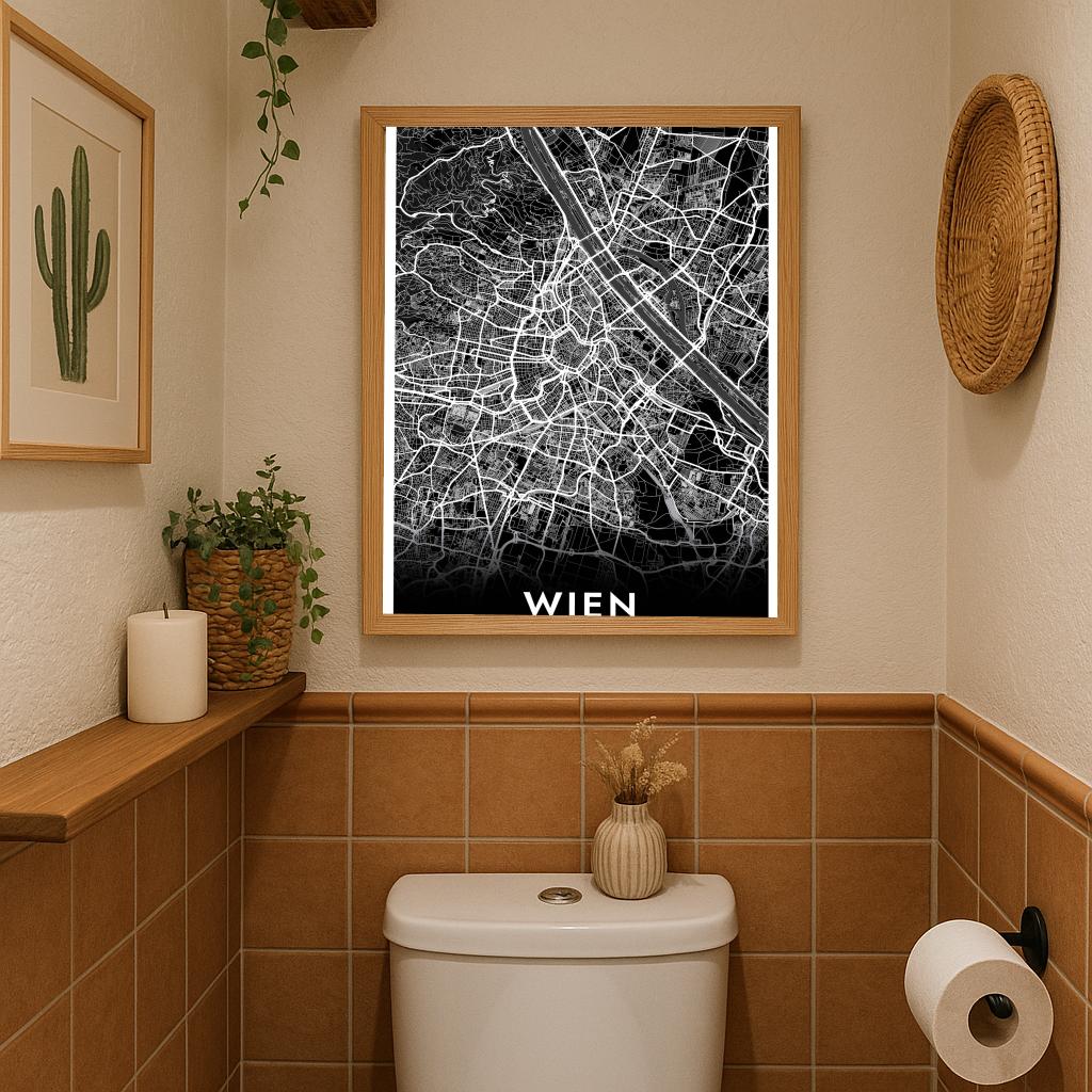 Wien Map Österreich Black poster sfeerbeeld 3