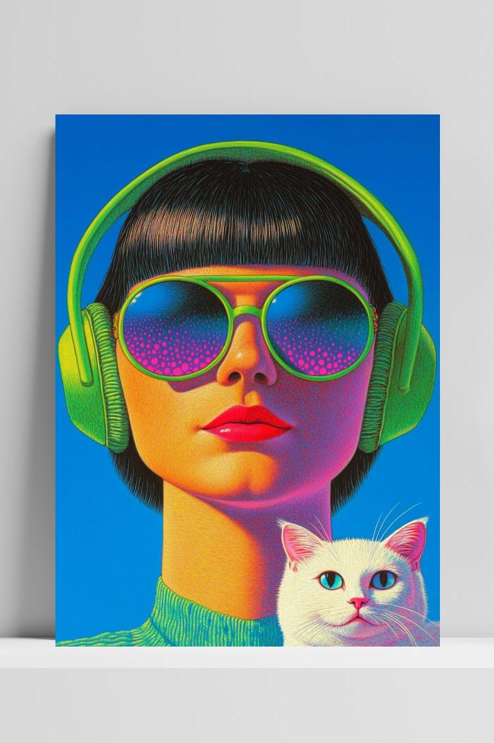 Meisje Kat op 3mm aluminium dibond