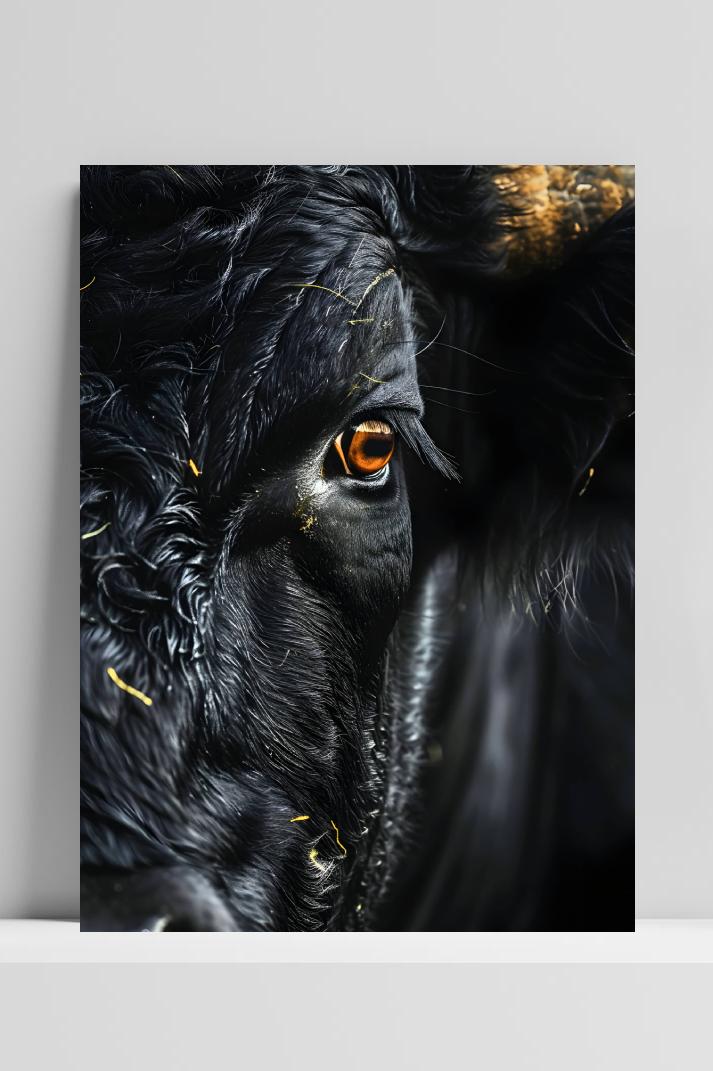 Stier Close-Up op 3mm aluminium dibond