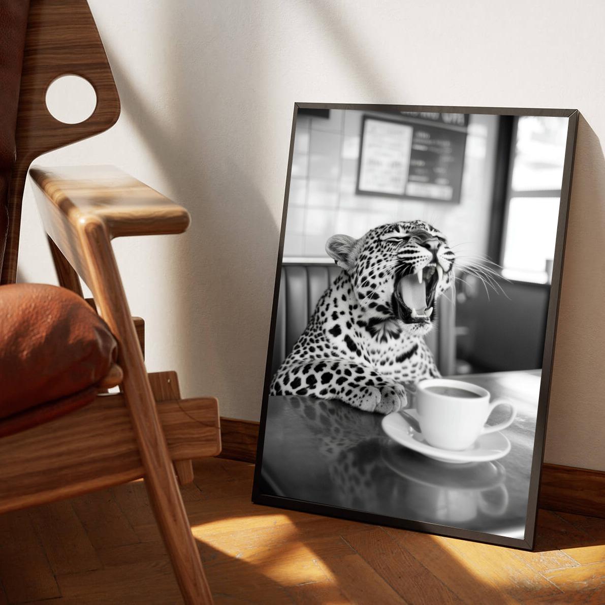 Leopard Coffee Zwart-Wit en un interior