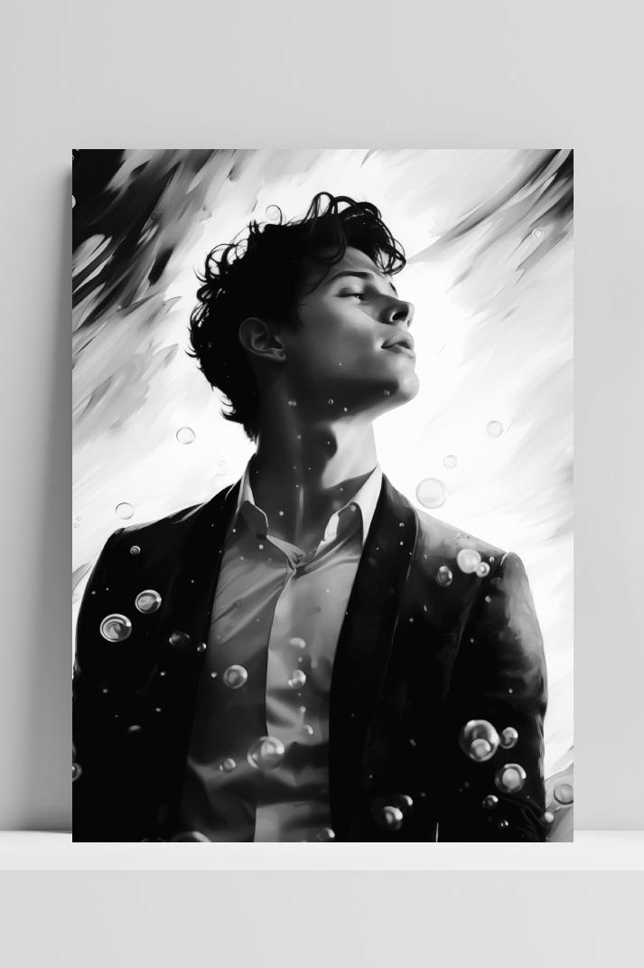 Shawn Mendes Noir op 3mm aluminium dibond