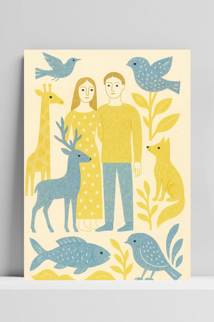 Couple Nature Human Animals Minimalist en un interior