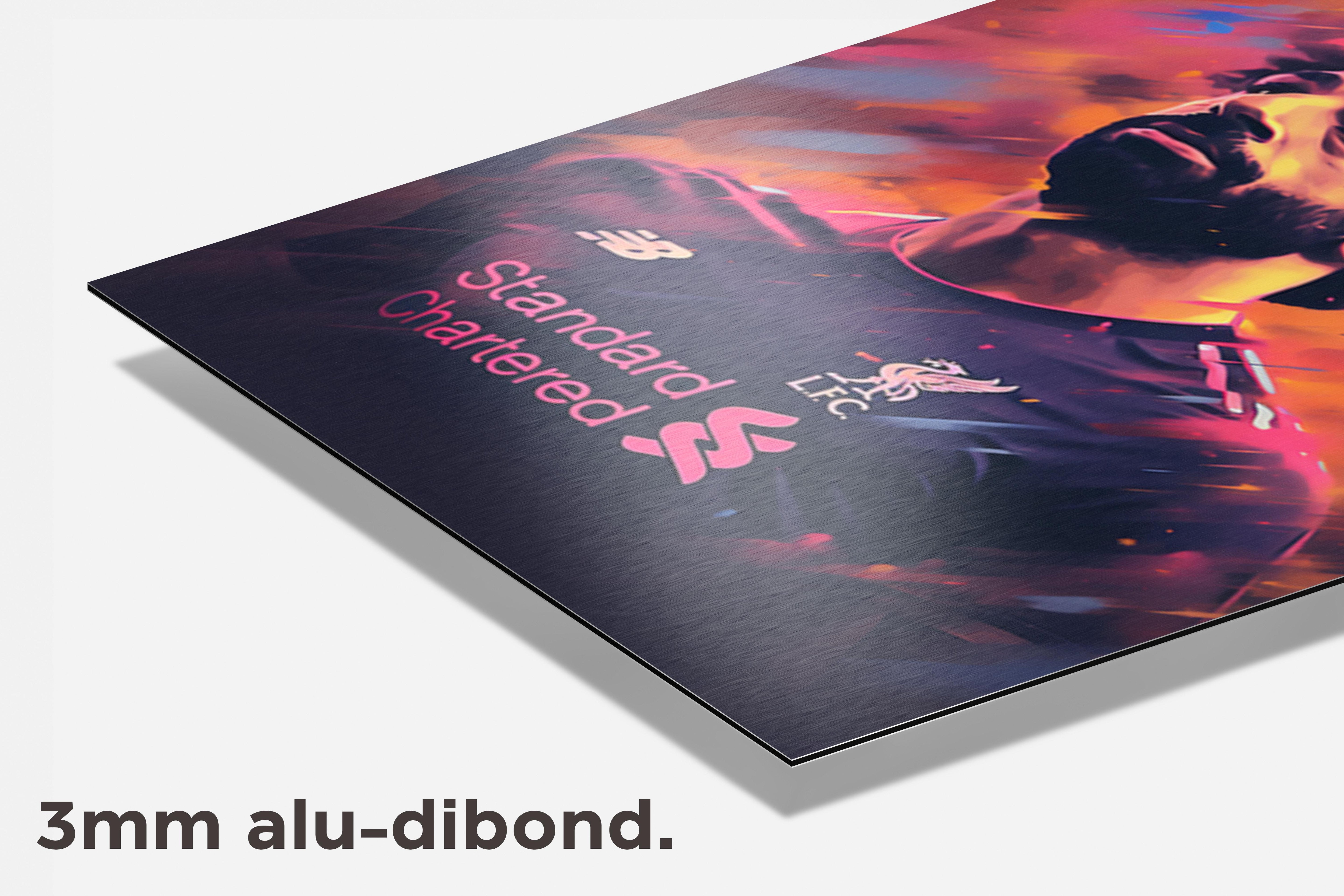 Mo Salah Actie Rood dibond detail