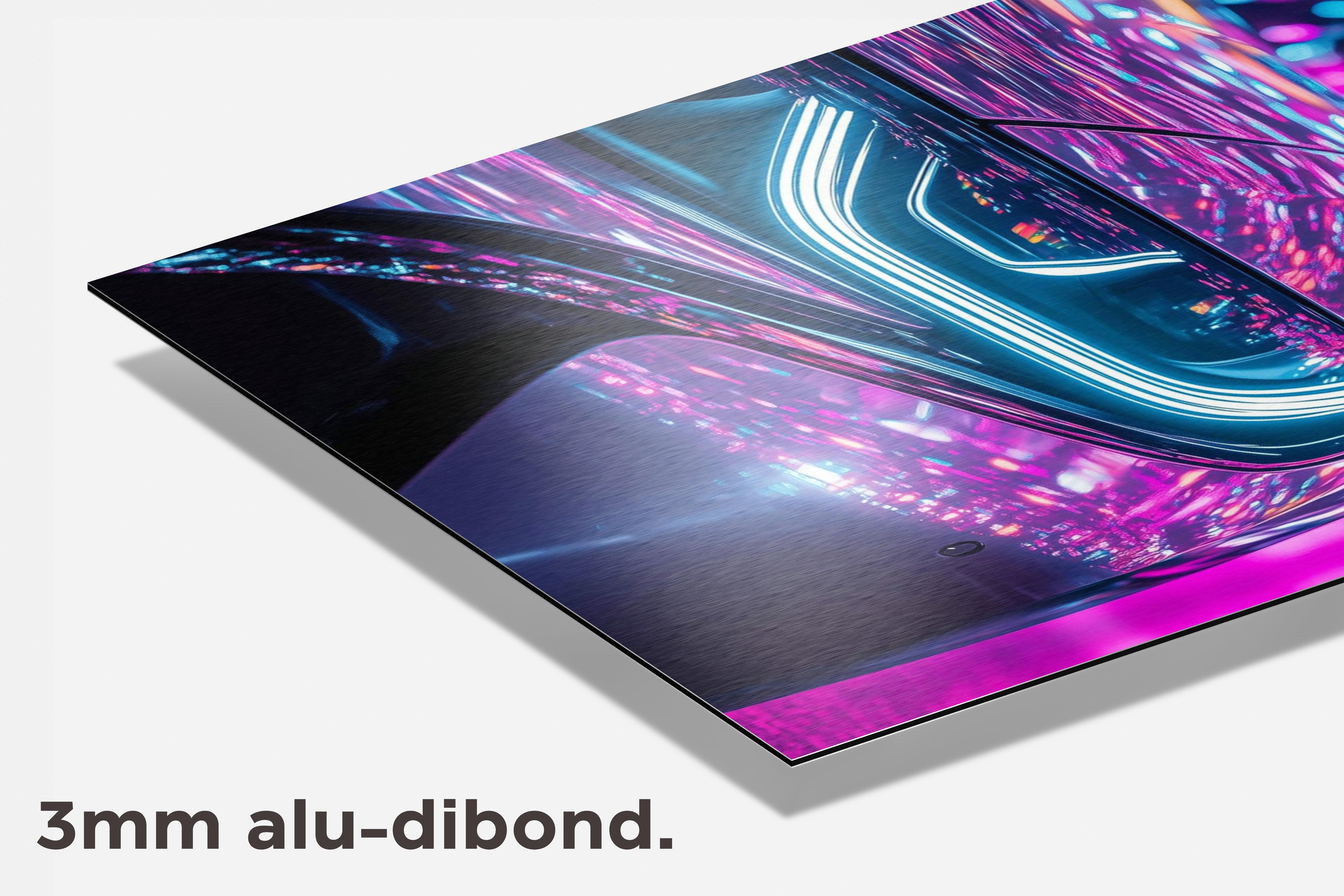 Auto Neonlichten dibond detail