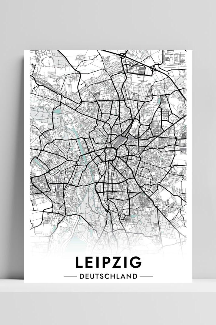 Leipzig Kaart Duitsland op 3mm aluminium dibond