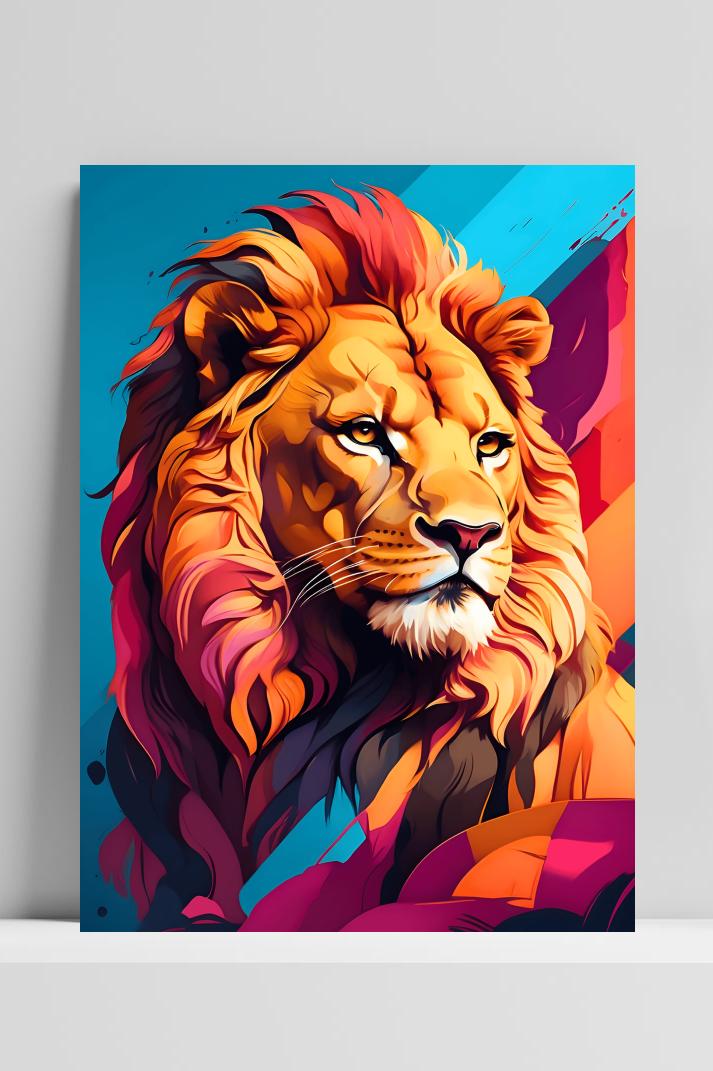 Leeuw Popkleur op 3mm aluminium dibond