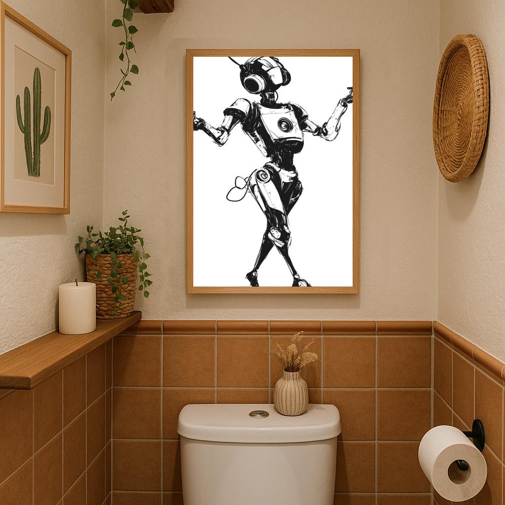 Robot Music B&W poster sfeerbeeld 3
