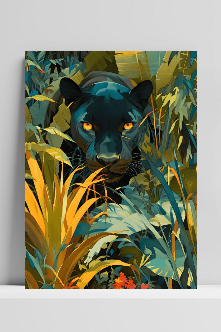 Zwarte panter op 3mm aluminium dibond