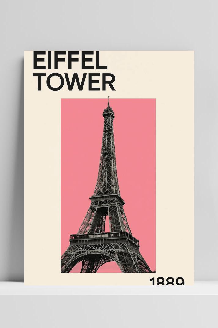 Eiffel Tower 1889 Text op 3mm aluminium dibond