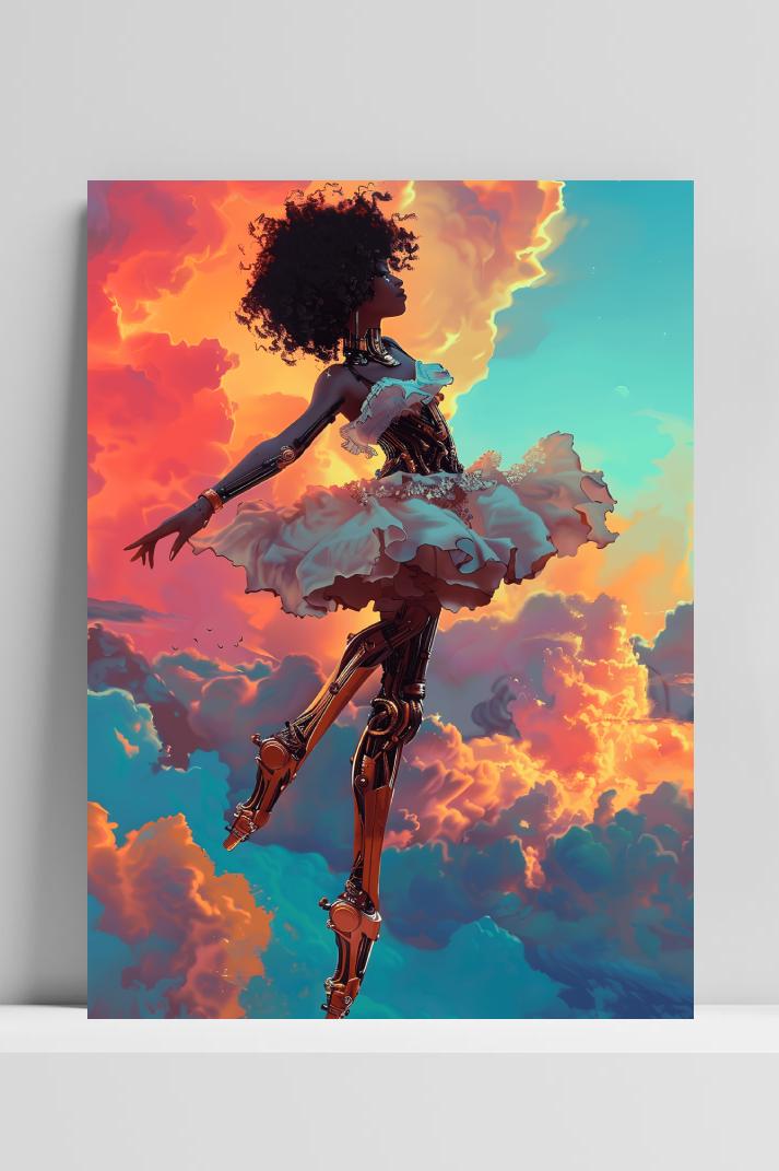 Cyborg Ballerina op 3mm aluminium dibond