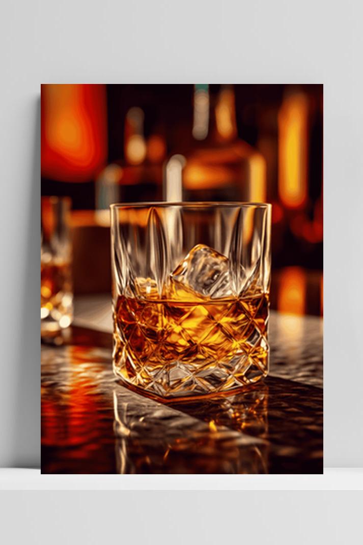 Whiskey Glas Bar op 3mm aluminium dibond