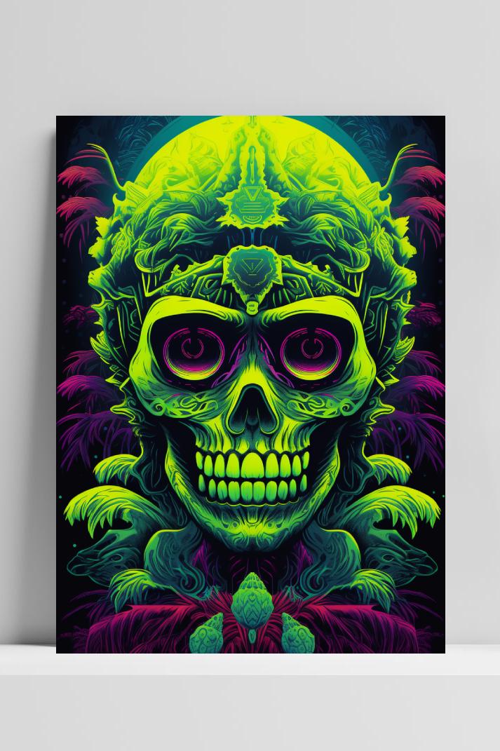 Neon Groen Skelet op 3mm aluminium dibond
