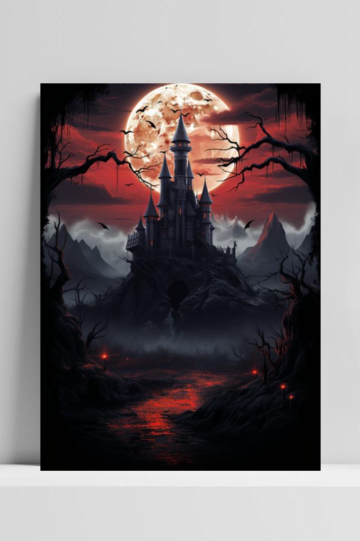 Halloween Bloedmaan op 3mm aluminium dibond