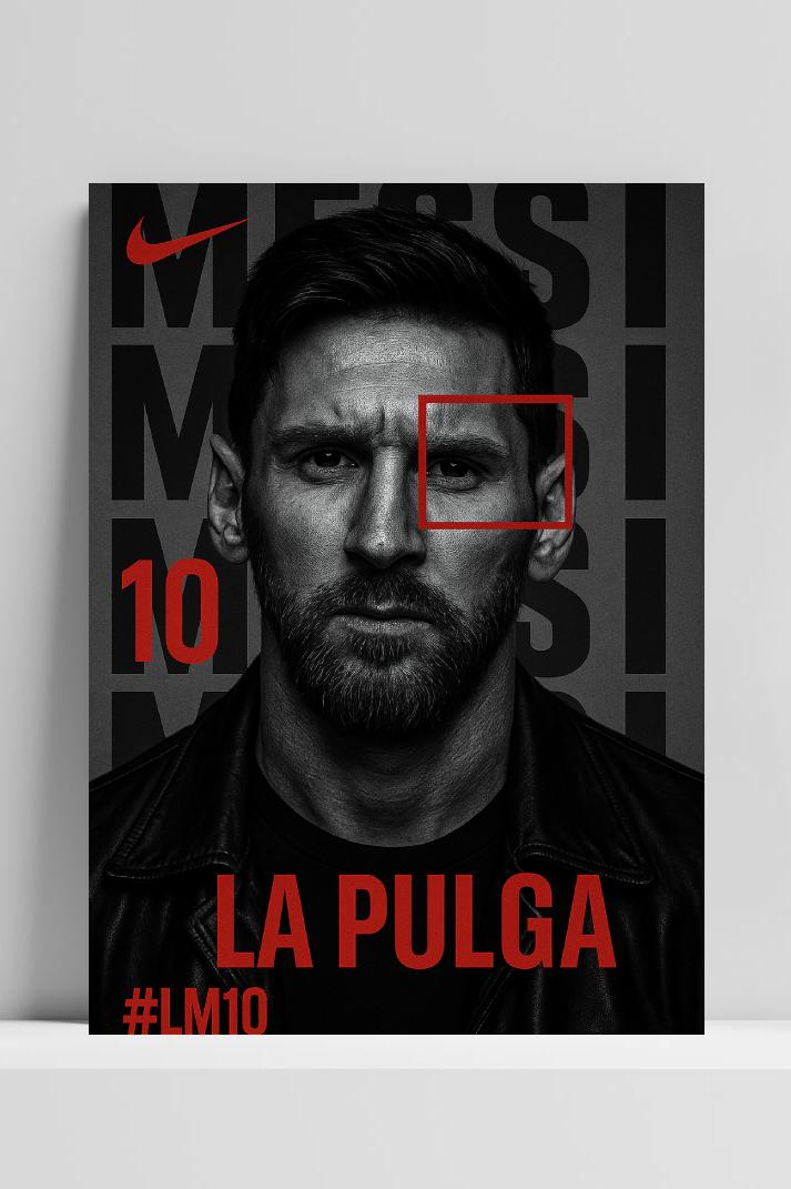 Lionel Messi La Pulga op 3mm aluminium dibond