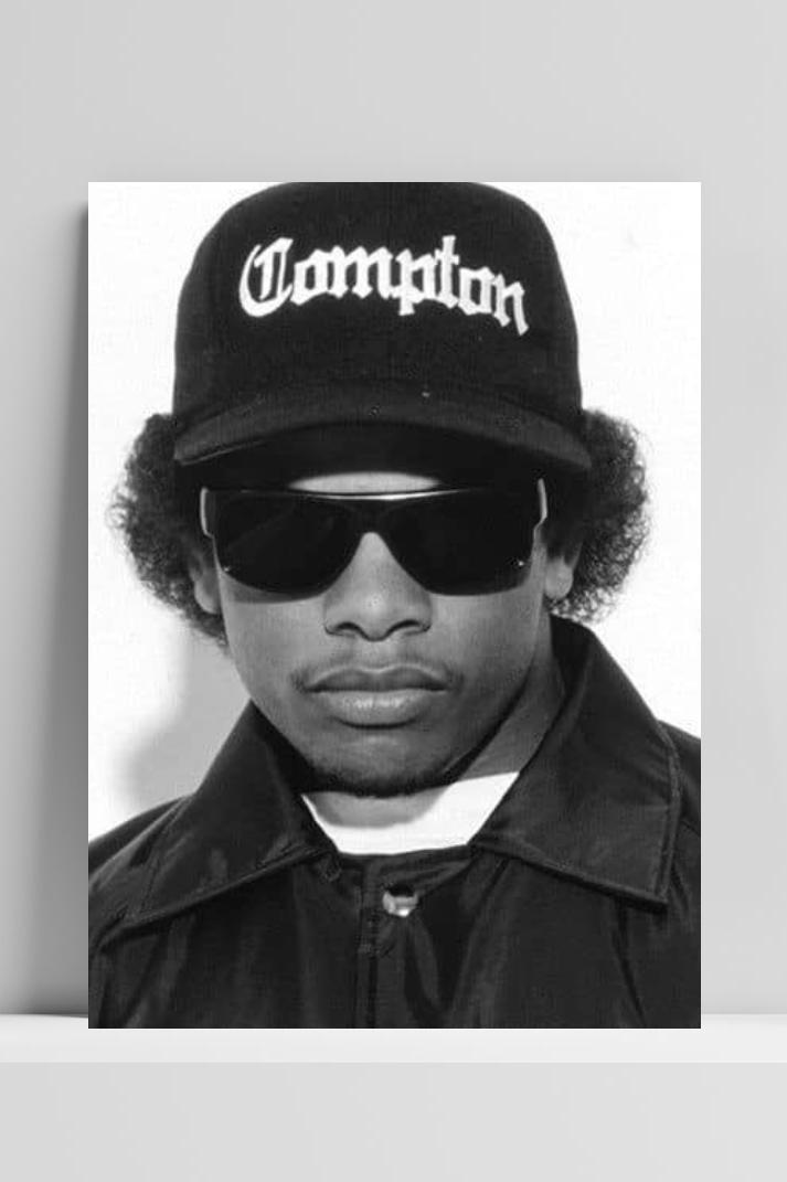 Eazy E Zwart Wit op 3mm aluminium dibond