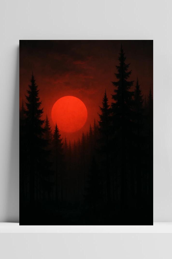Red Moon op 3mm aluminium dibond