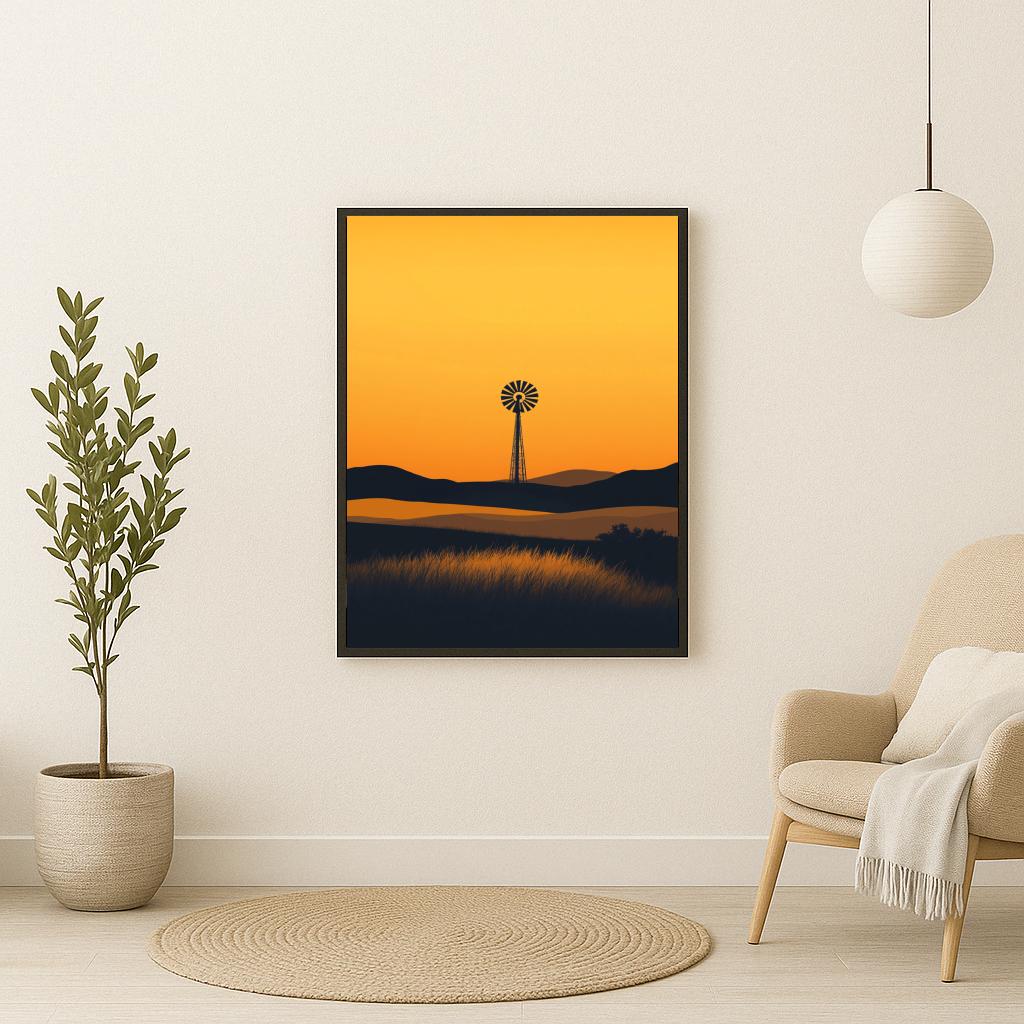 Windmill Silhouette Minimalistic poster sfeerbeeld 2