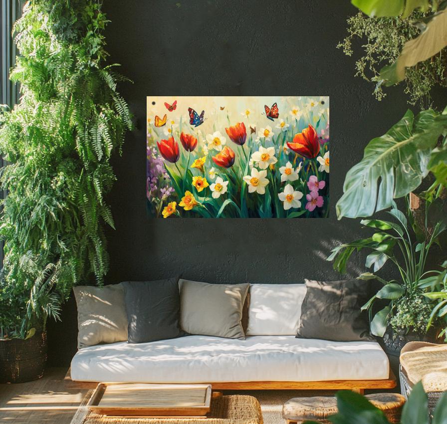 Tuinposter Bloemen Vlinders sfeerbeeld 1