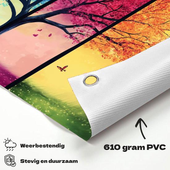 Tuinposter Vier Seizoenen materiaal-detail: 610 grams weerbestendig PVC-doek