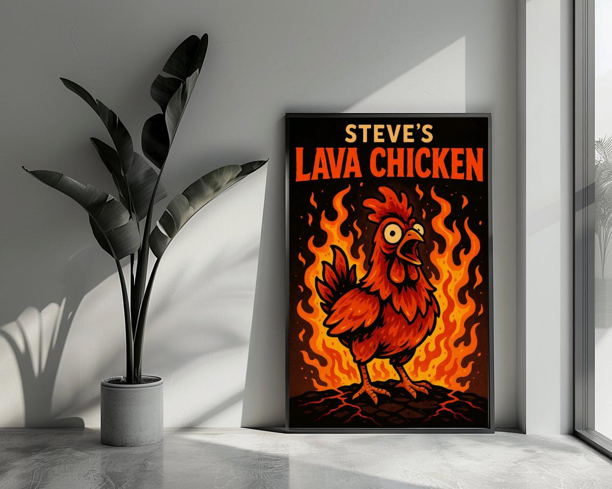 Steve's Lava Chicken Text (Minecraft) poster van 25 Artstreet