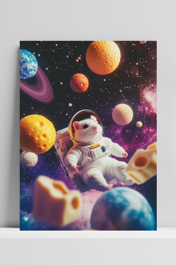 Hamster Astronaut Cheese Space Poster