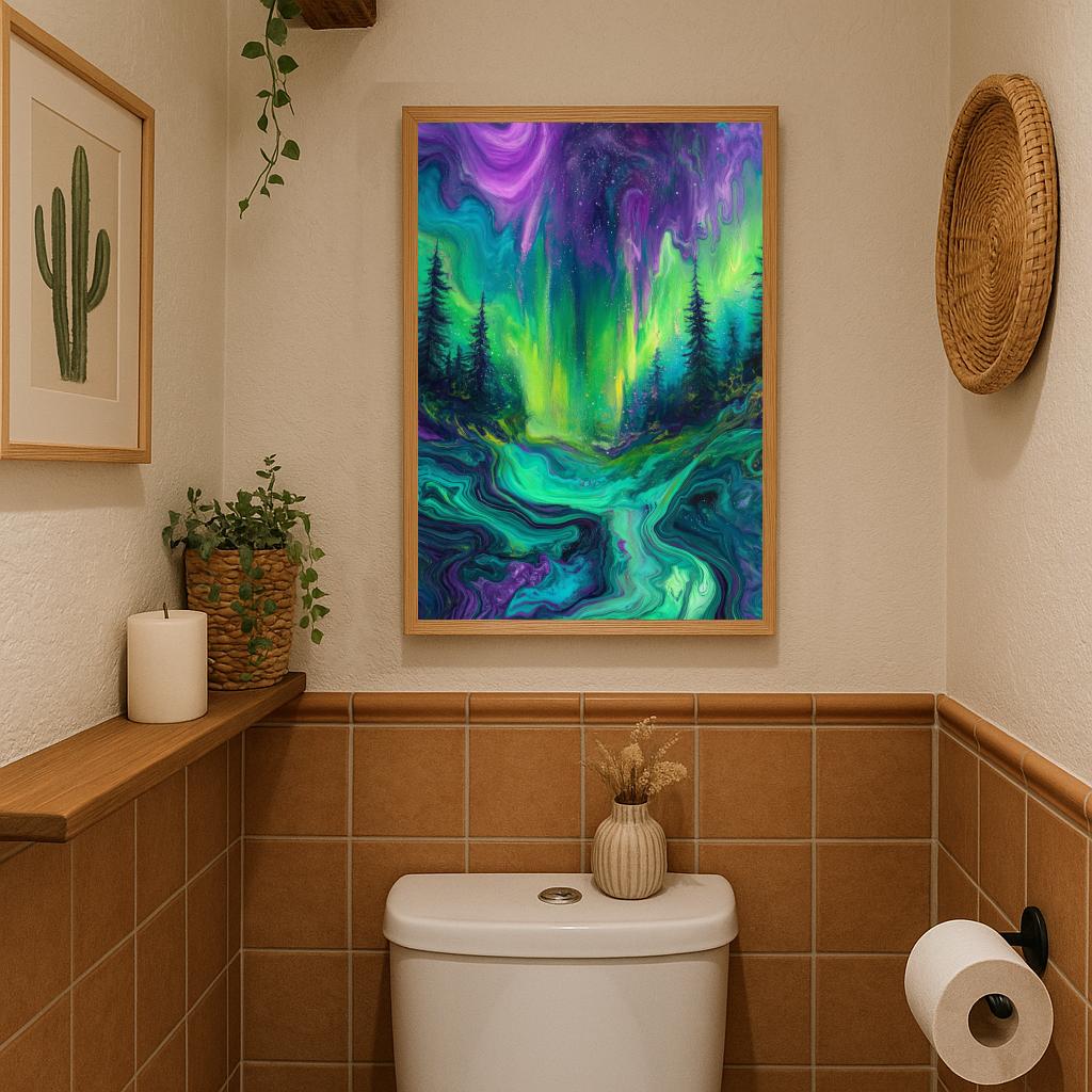 Forest Northern Lights Swirl poster sfeerbeeld 3
