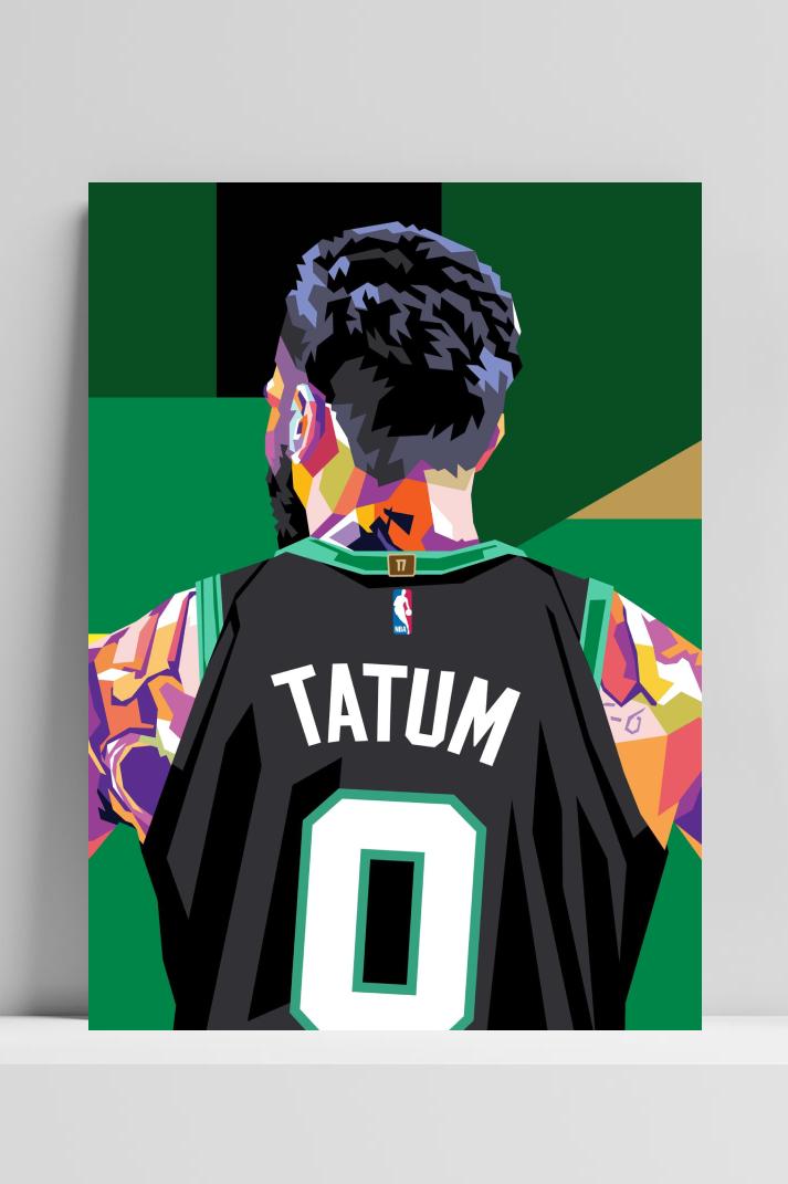 Jayson Tatum Pop Art op 3mm aluminium dibond