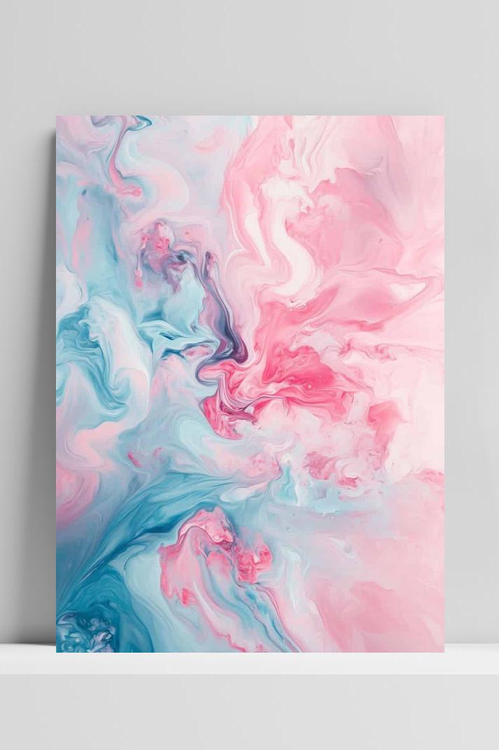 Abstract Roze Blauw op 3mm aluminium dibond