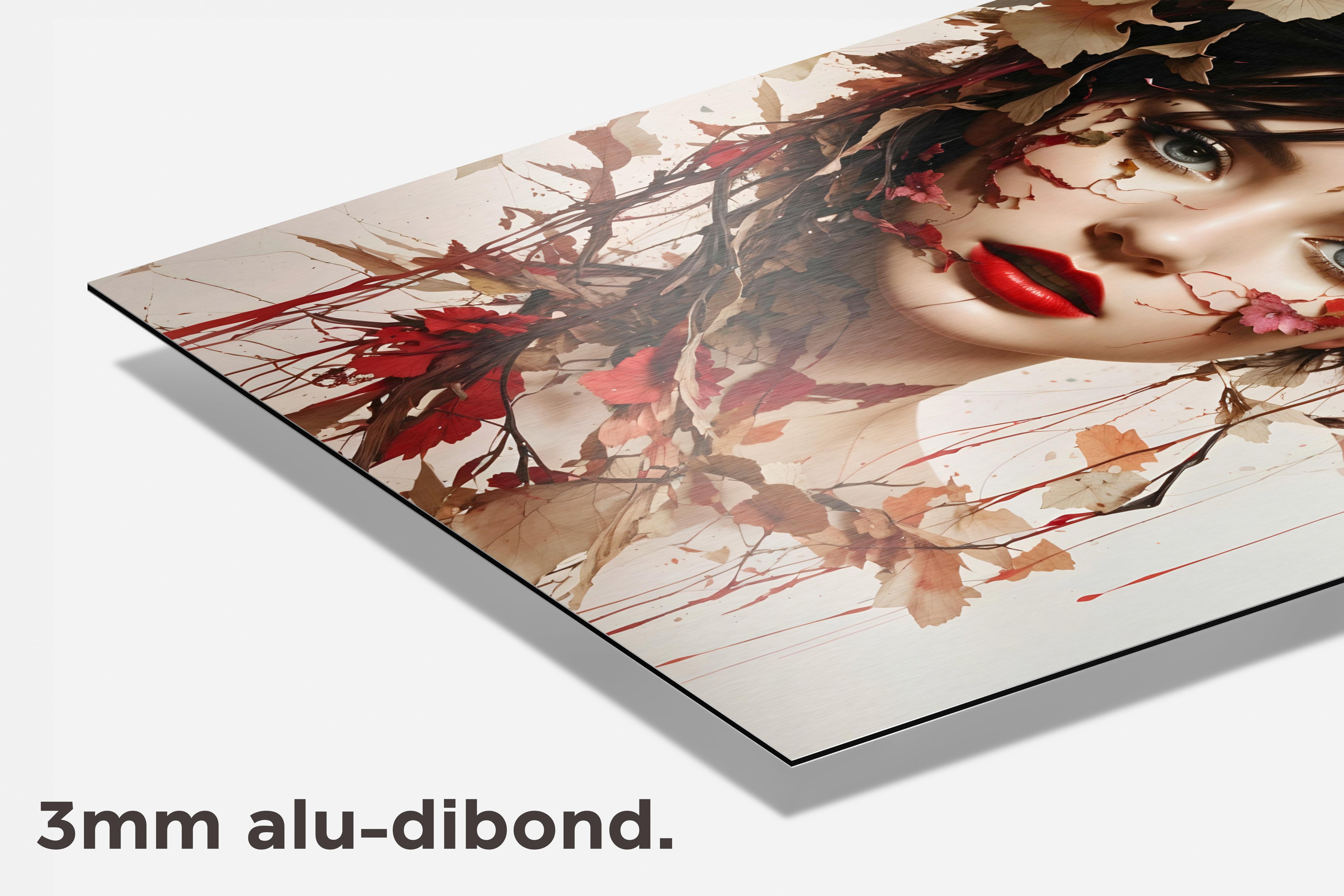 Vrouw in Plant dibond detail
