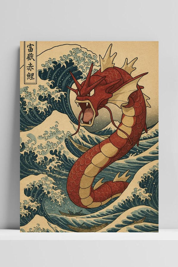 Affiche Gyarados Pokemon Hokusai Wave Inspired