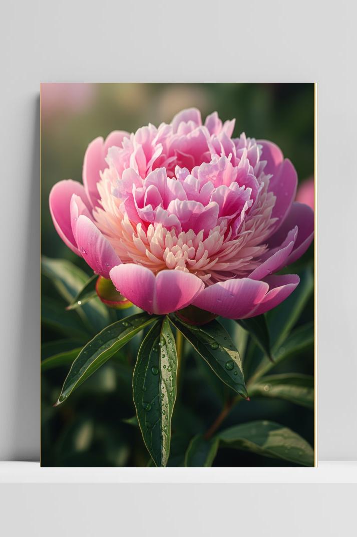 Pink Peony Flower op 3mm aluminium dibond