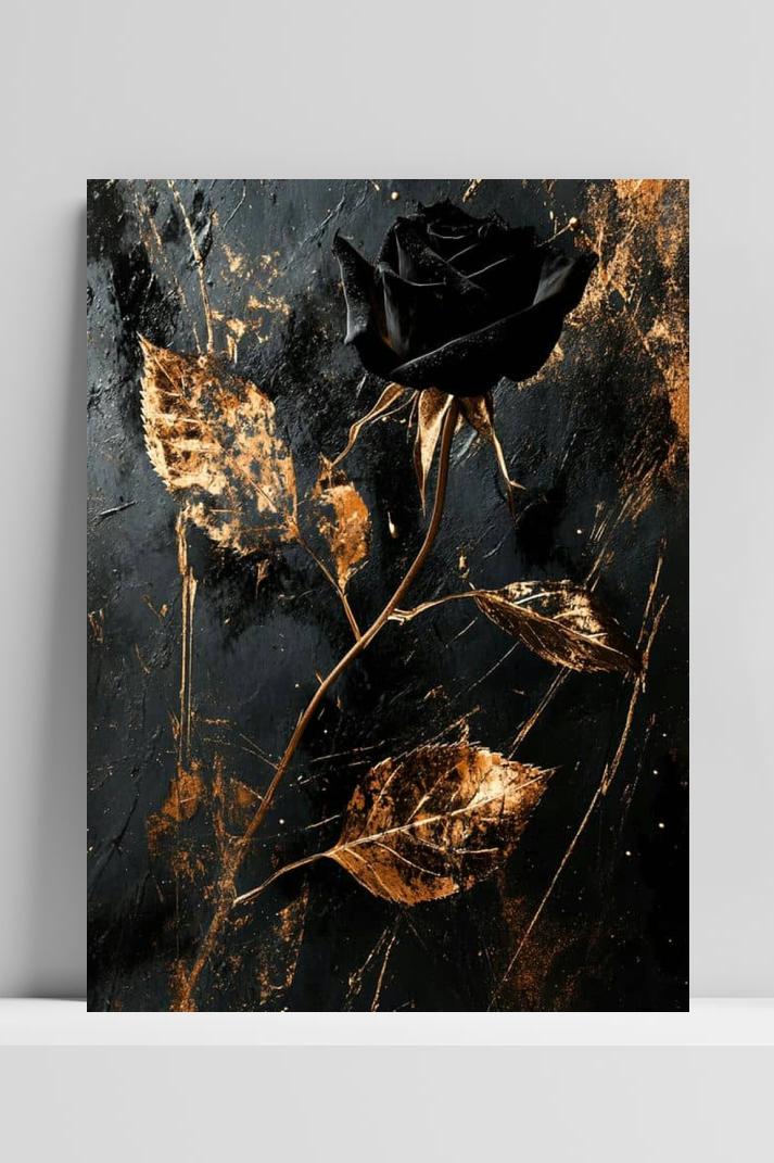 Zwarte Roos op 3mm aluminium dibond