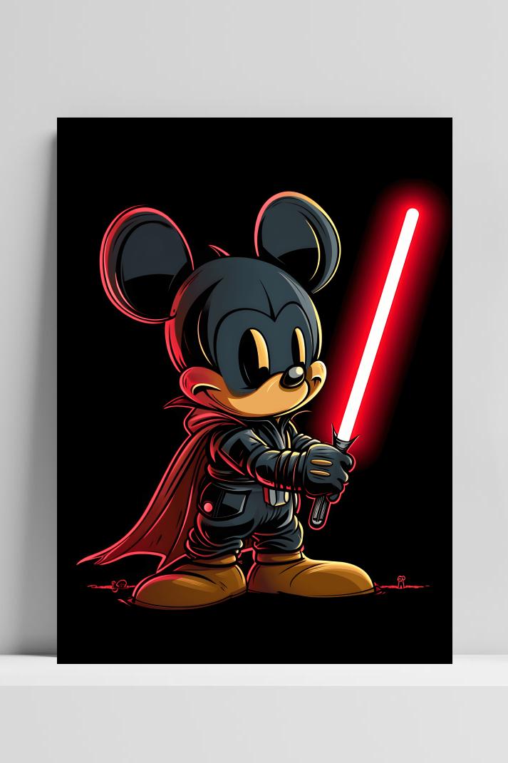 Darth Mickey Mouse op 3mm aluminium dibond