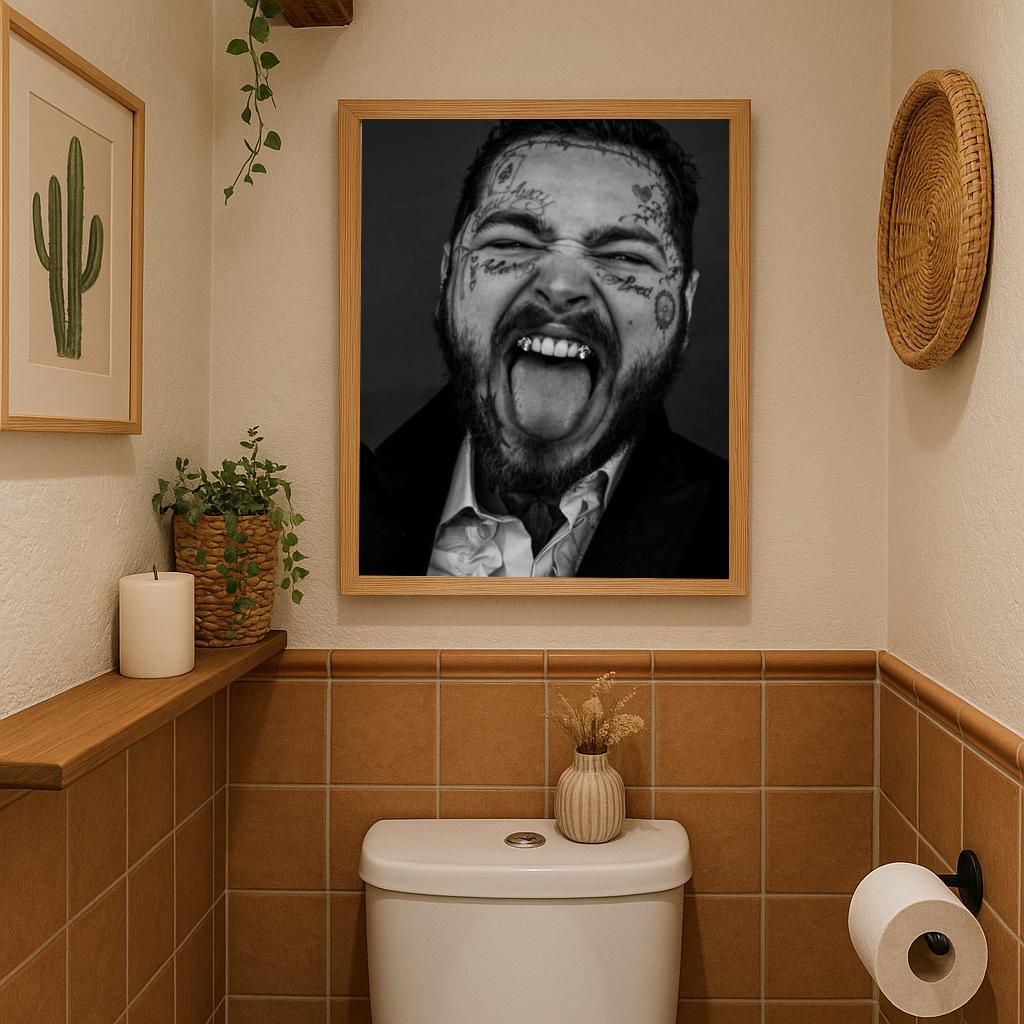 Post Malone Portrait B&W poster sfeerbeeld 3