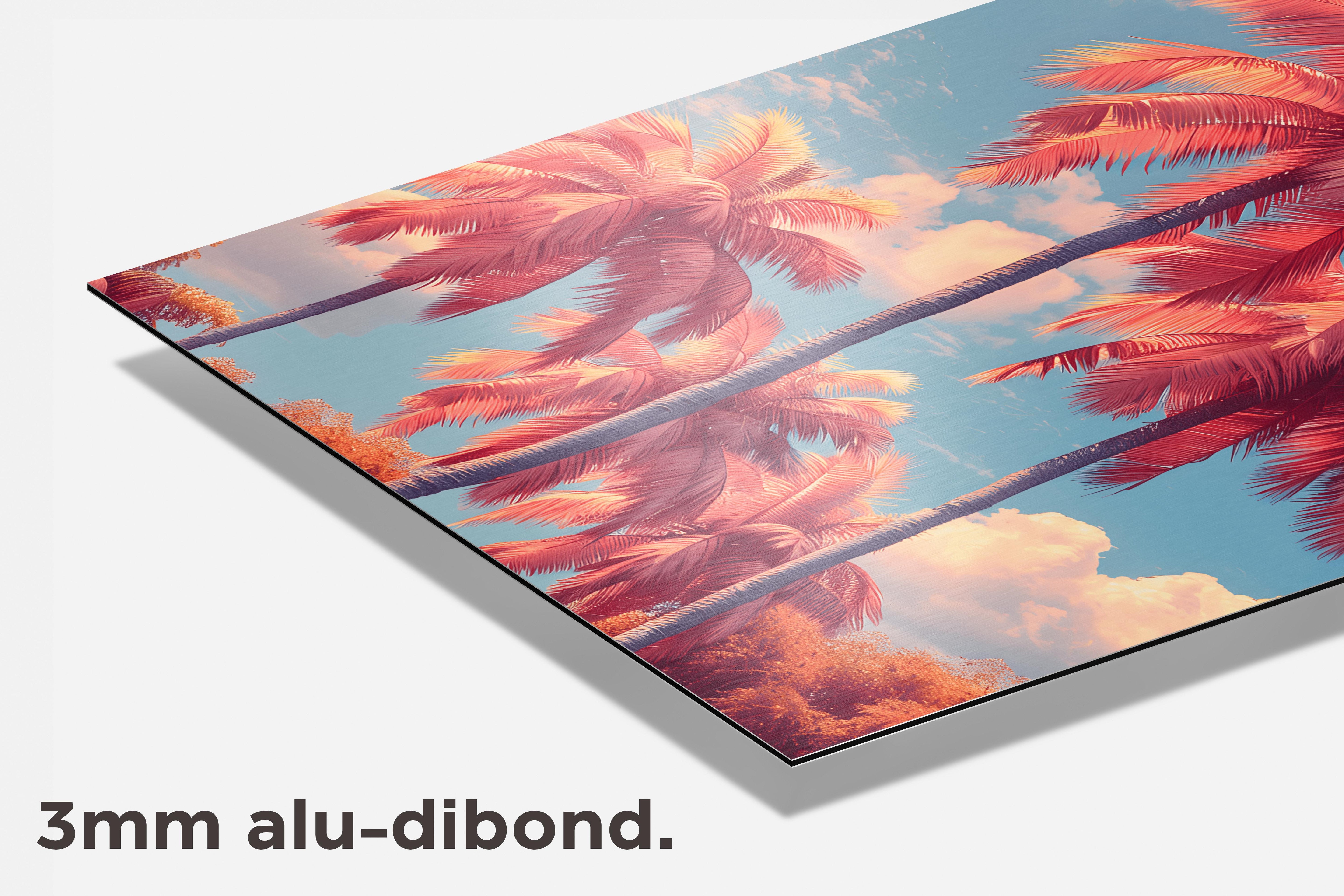 Roze Palmbomen dibond detail