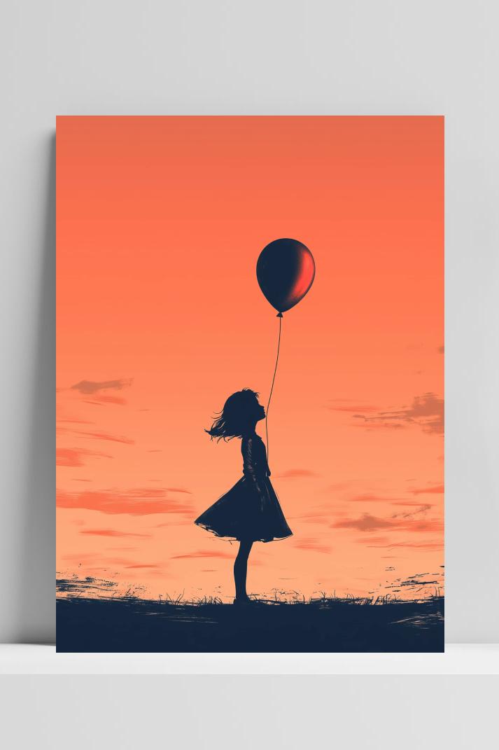Meisje met Ballon op 3mm aluminium dibond