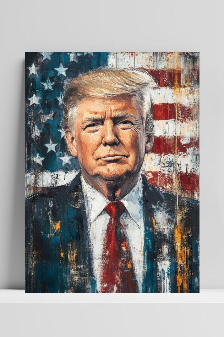 Donald Trump op 3mm aluminium dibond