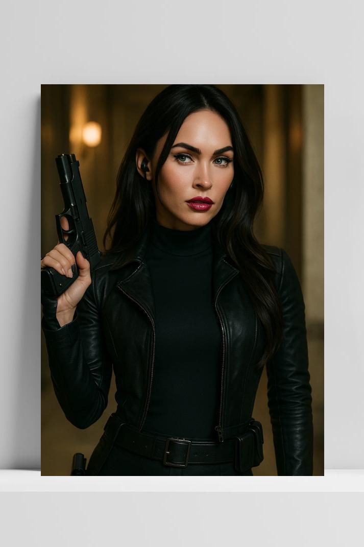 Megan Fox Gun op 3mm aluminium dibond