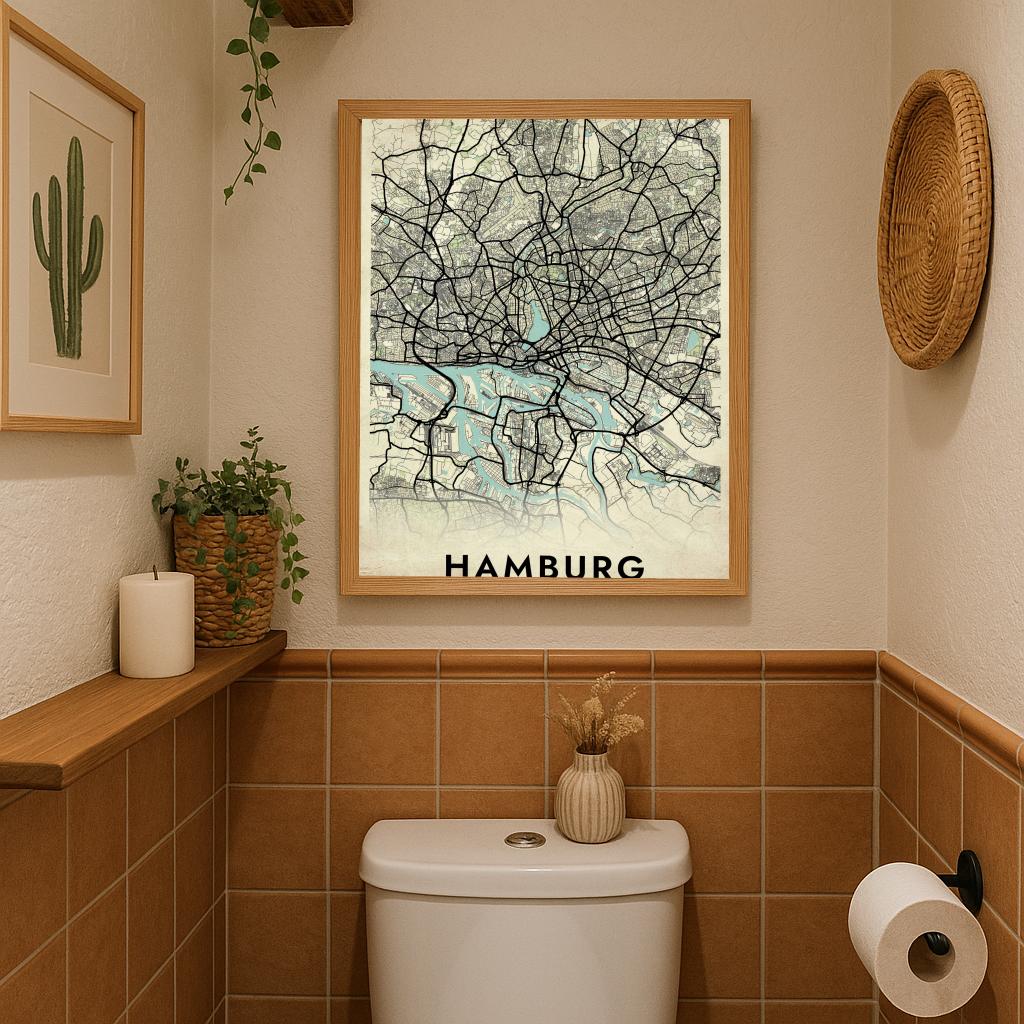 Hamburg Map Deutschland Vintage poster sfeerbeeld 3