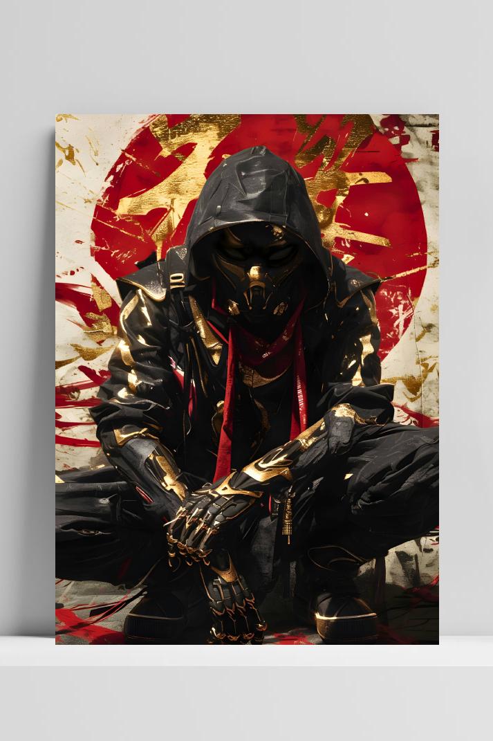 Coole Ninja op 3mm aluminium dibond
